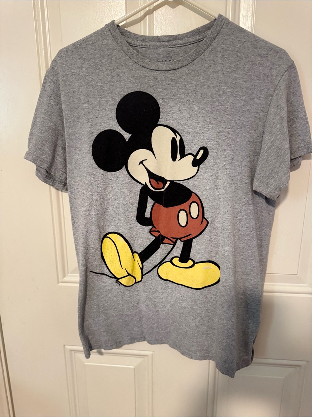 Disney Gray Mickey Mouse Graphic Tee with Yellow Accents